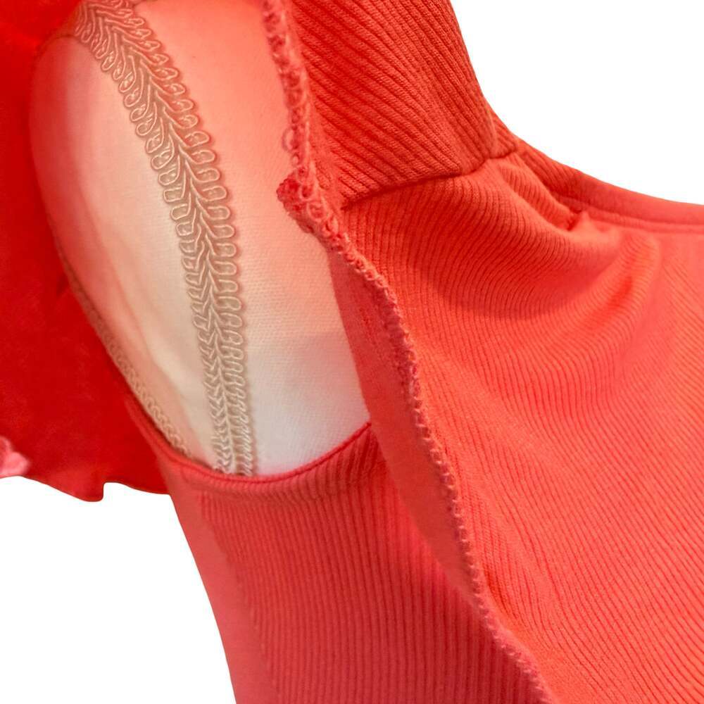 Express Ribbed Off-The-Shoulder Ruffle Bodysuit Size S - Picture 4 of 6